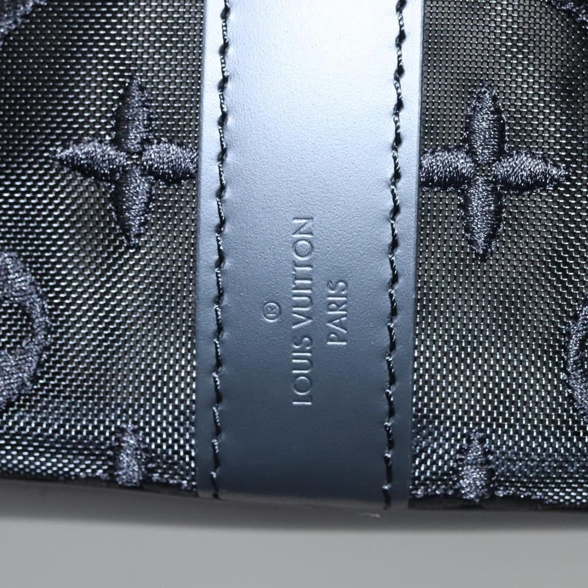 Louis Vuitton Keepall Bandouliere Bag Monogram See Through Mesh Black Nylon Travel Bag