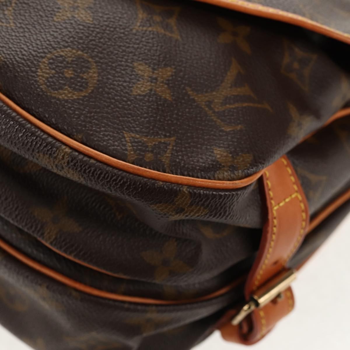 Louis Vuitton Saumur Handbag Monogram Canvas Brown Canvas Shoulder Bag