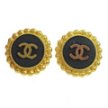 Chanel Cc Round Earrings Metal Gold Gold_Plated Earrings Jewelry