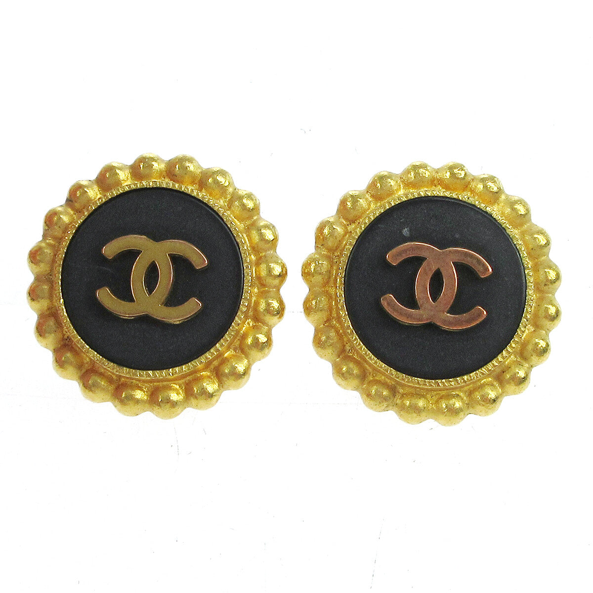 Chanel Cc Round Earrings Metal Gold Gold_Plated Earrings Jewelry