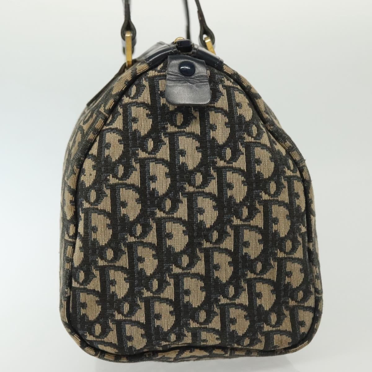 Christian Dior Vintage Trotter Boston Bag Diorissimo Canvas Navy Canvas Bag (Pre-Owned)