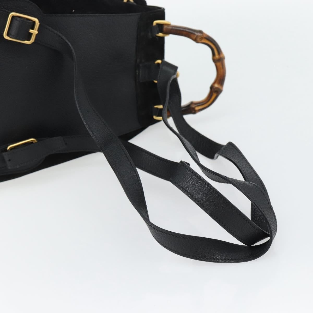 Gucci Vintage Bamboo Backpack Suede Black Suede Backpack Bag (Pre-Owned)