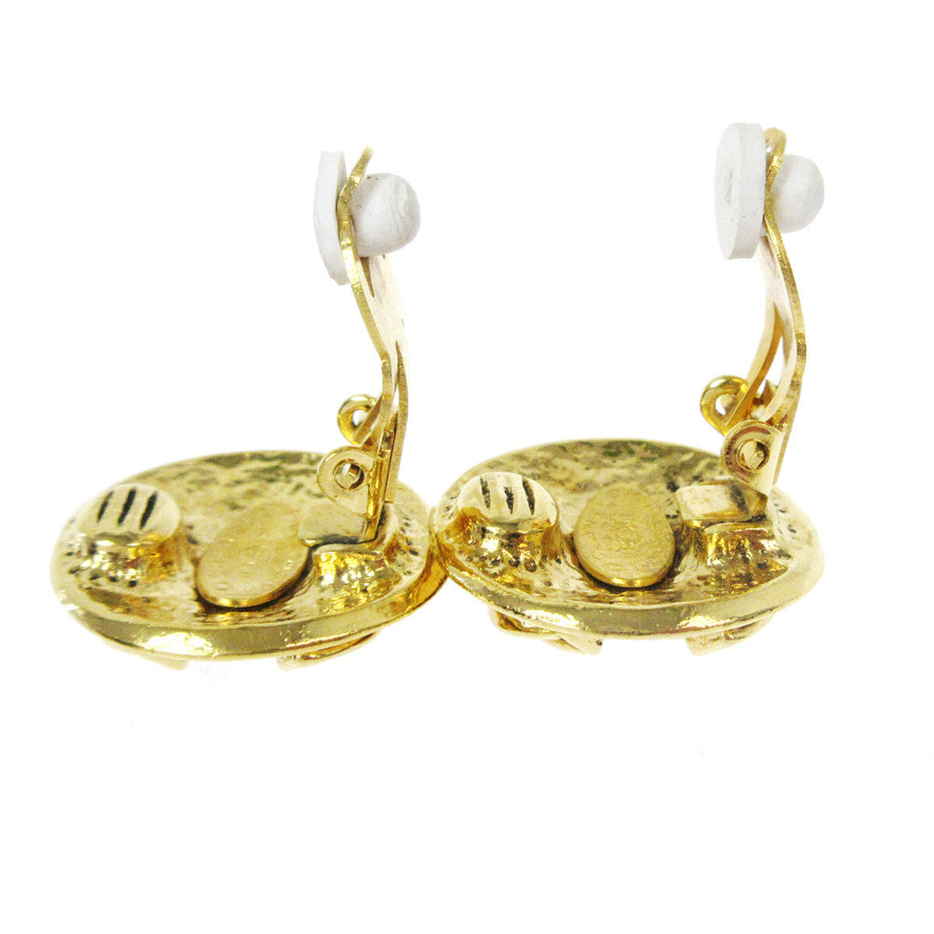Chanel Cc Button Clip-On Earrings Metal Gold Gold_Plated Earrings Jewelry