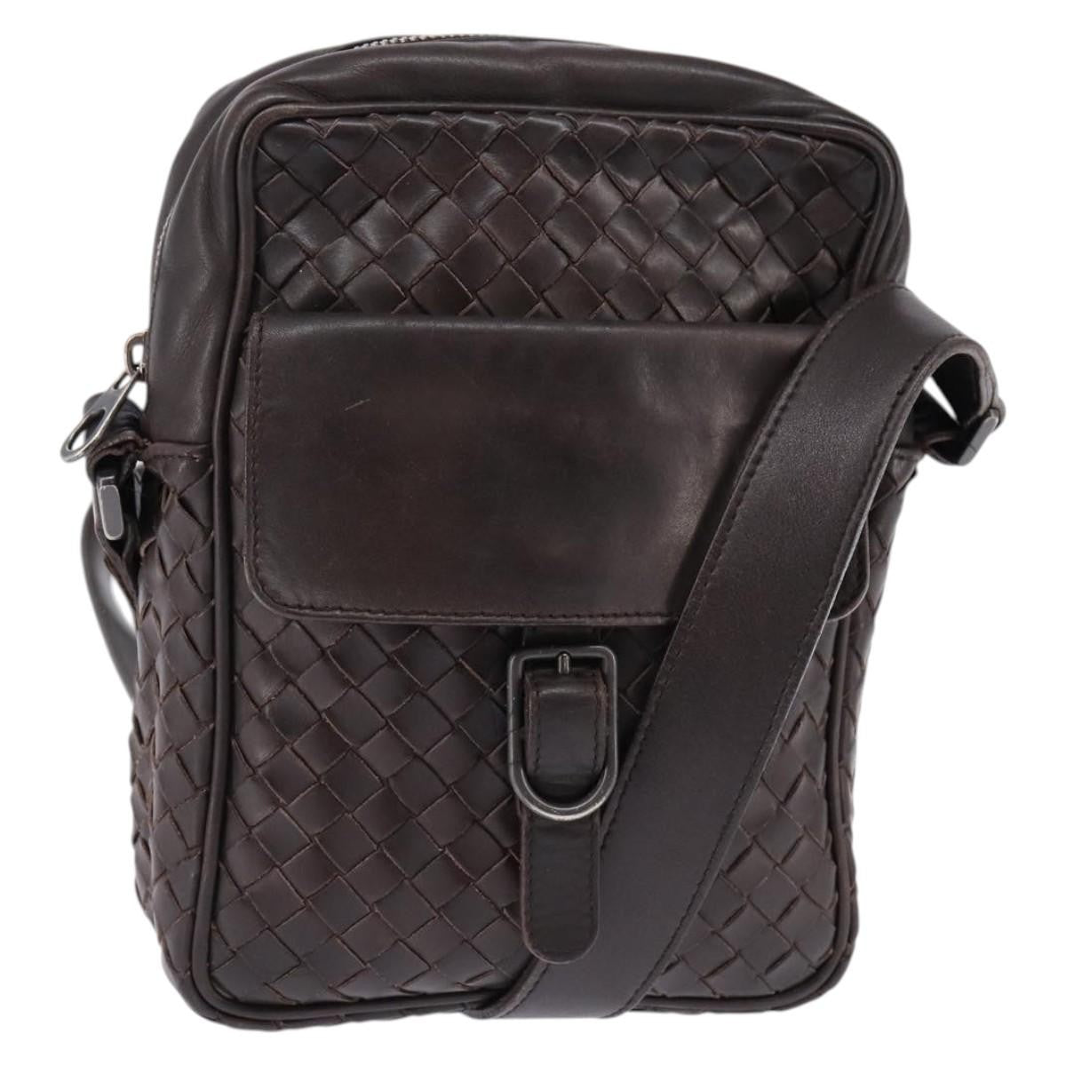 Bottega Veneta Front Pocket Messenger Bag Intrecciato Nappa Brown Leather Bag
