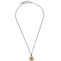 Chanel Vintage Cc Pendent Necklace Plated Metal Silver Silver_Plated Necklace Jewelry