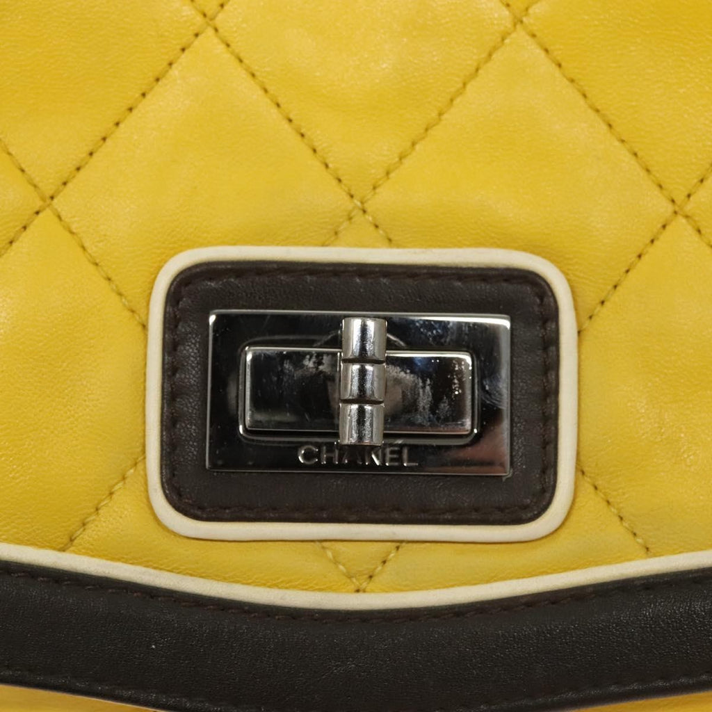Chanel Two Tone Mademoiselle Lock Flap Bag Quilted Lambskin Yellow Leather Shoulder Bag Bag