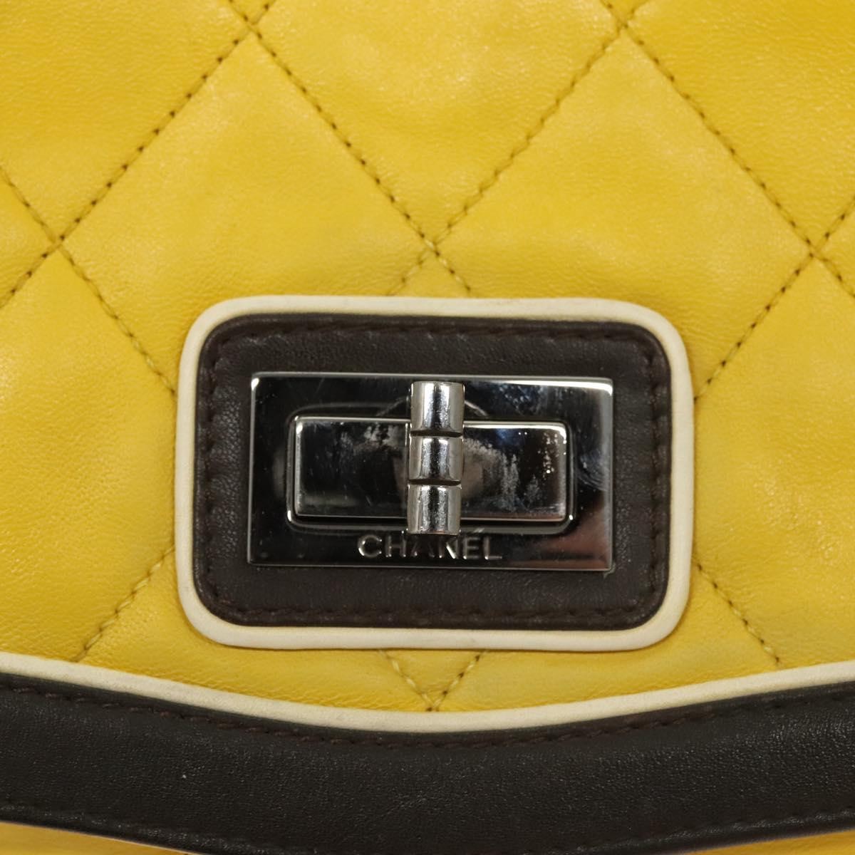Chanel Two Tone Mademoiselle Lock Flap Bag Quilted Lambskin Yellow Leather Shoulder Bag Bag