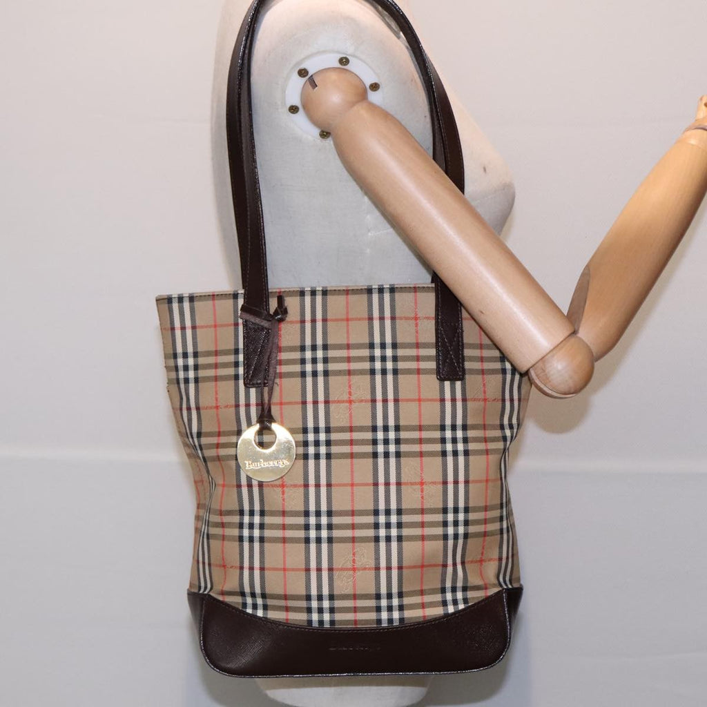 Burberry Nova Check Tote Canvas And Leather Beige Canvas Tote Bag