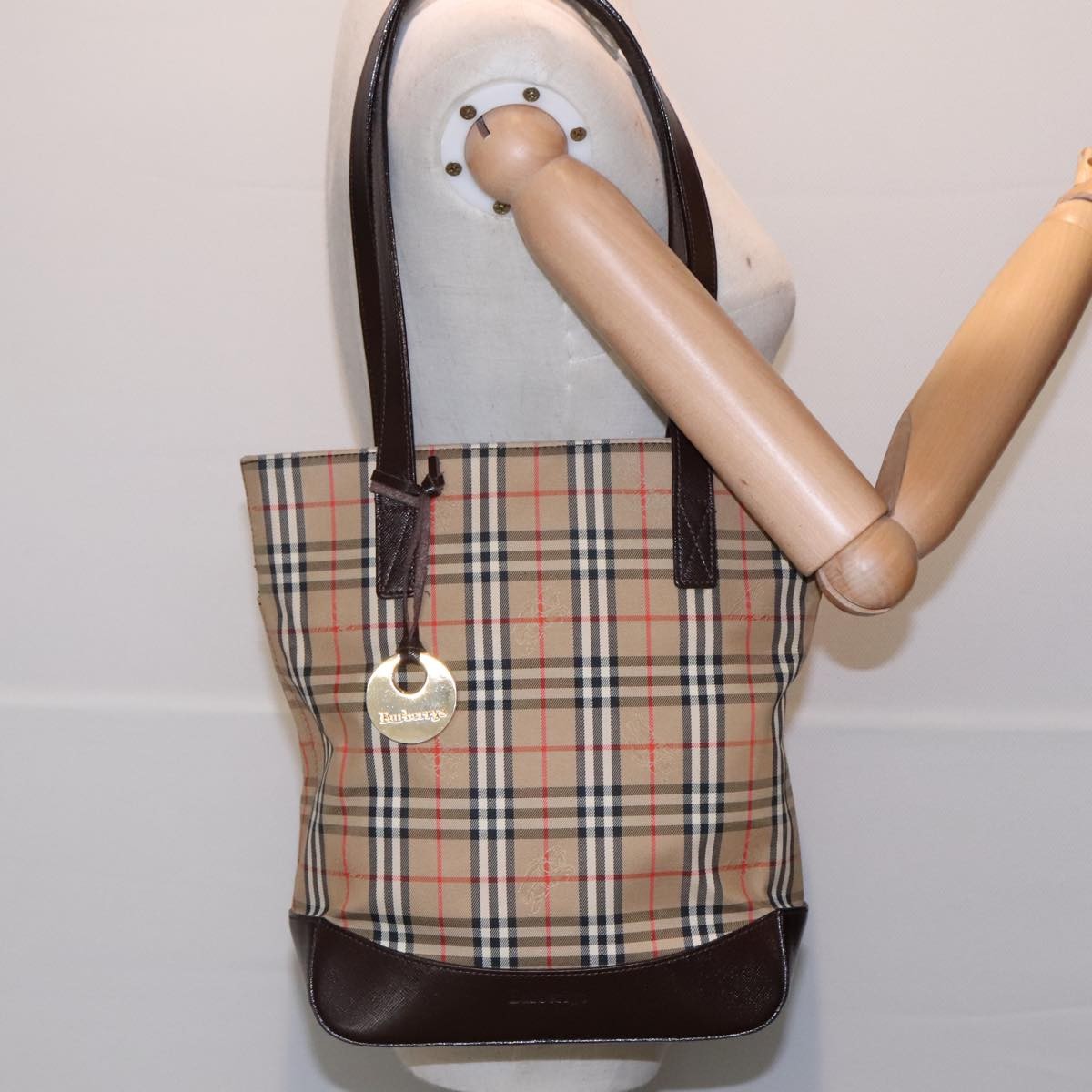 Burberry Nova Check Tote Canvas And Leather Beige Canvas Tote Bag