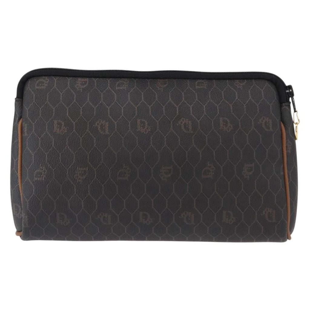 Christian Dior Vintage Honeycomb Zip Pouch Coated Canvas Black Pvc Clutche & Pouche Bag (Pre-Owned)