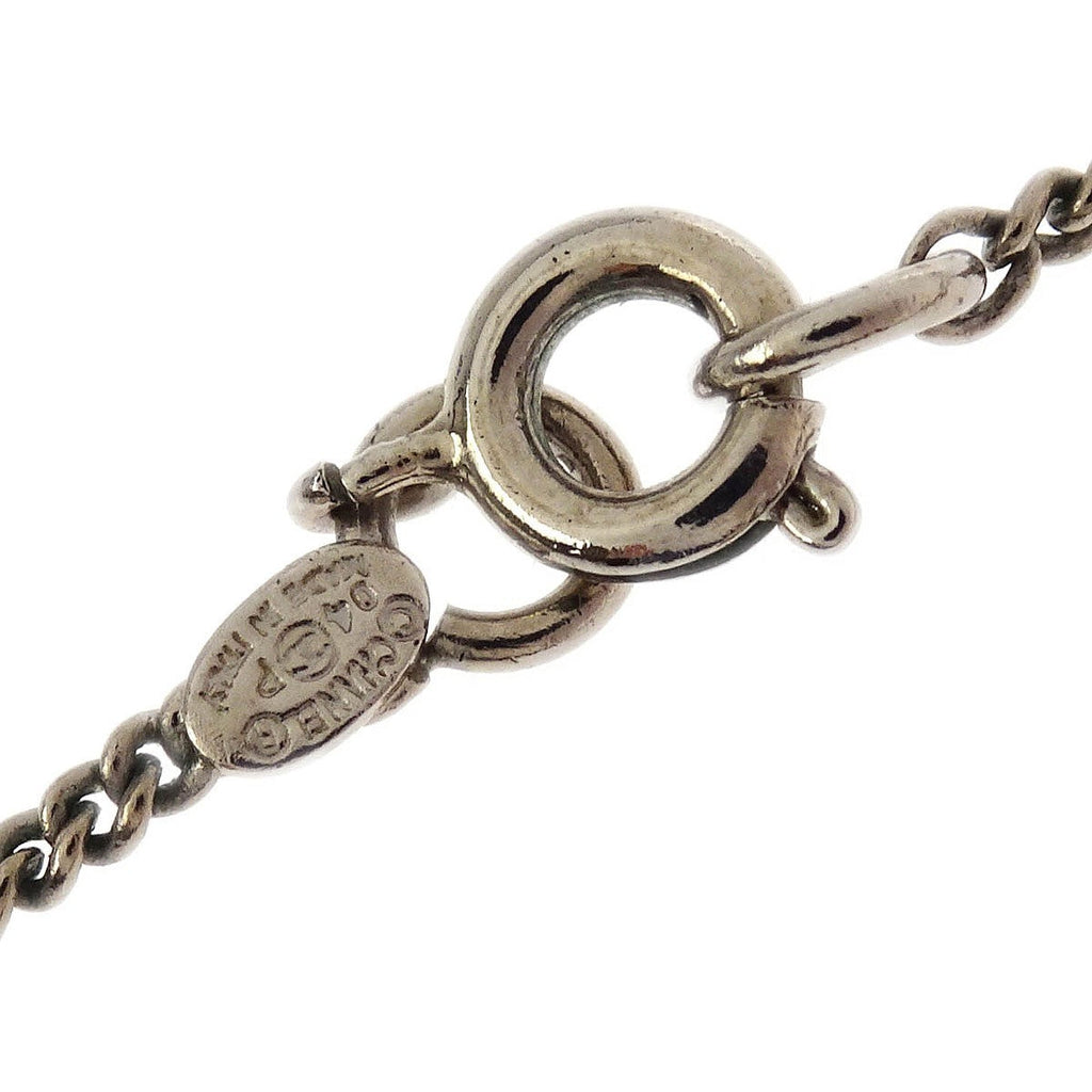 Chanel Cc Heart Pendant Metal Red Silver_Plated Necklace Jewelry