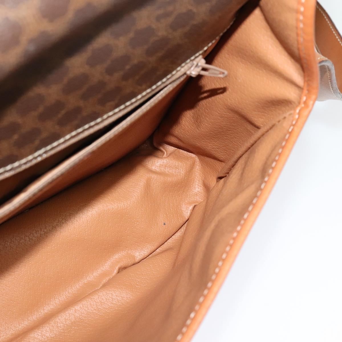 Celine Macadam Shoulder Bag Pvc Leather Brown Canvas Bag