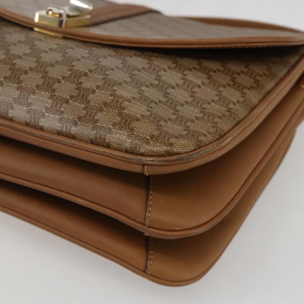 Celine Vintage Macadam Shoulder Bag Canvas And Leather Beige Canvas Shoulder Bag Bag