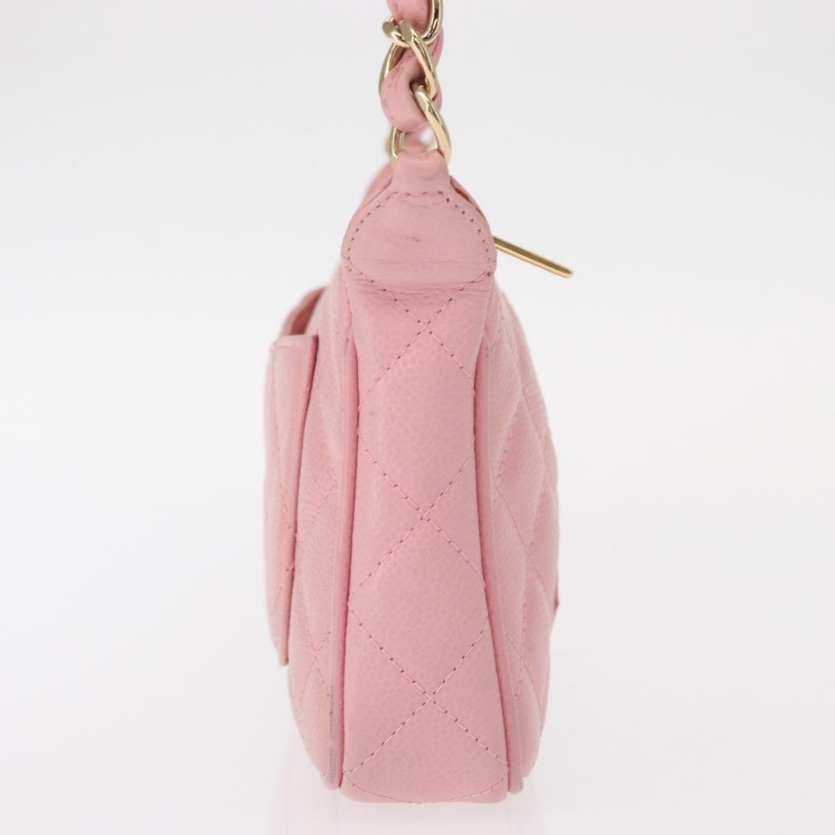 Chanel Timeless Cc Chain Shoulder Bag Quilted Caviar Pink Leather Shoulder Bag Bag