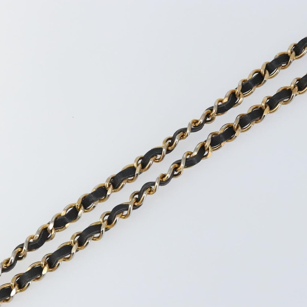 Chanel Vintage Logo Chain Belt Metal And Leather Black Metal Belts Accessory
