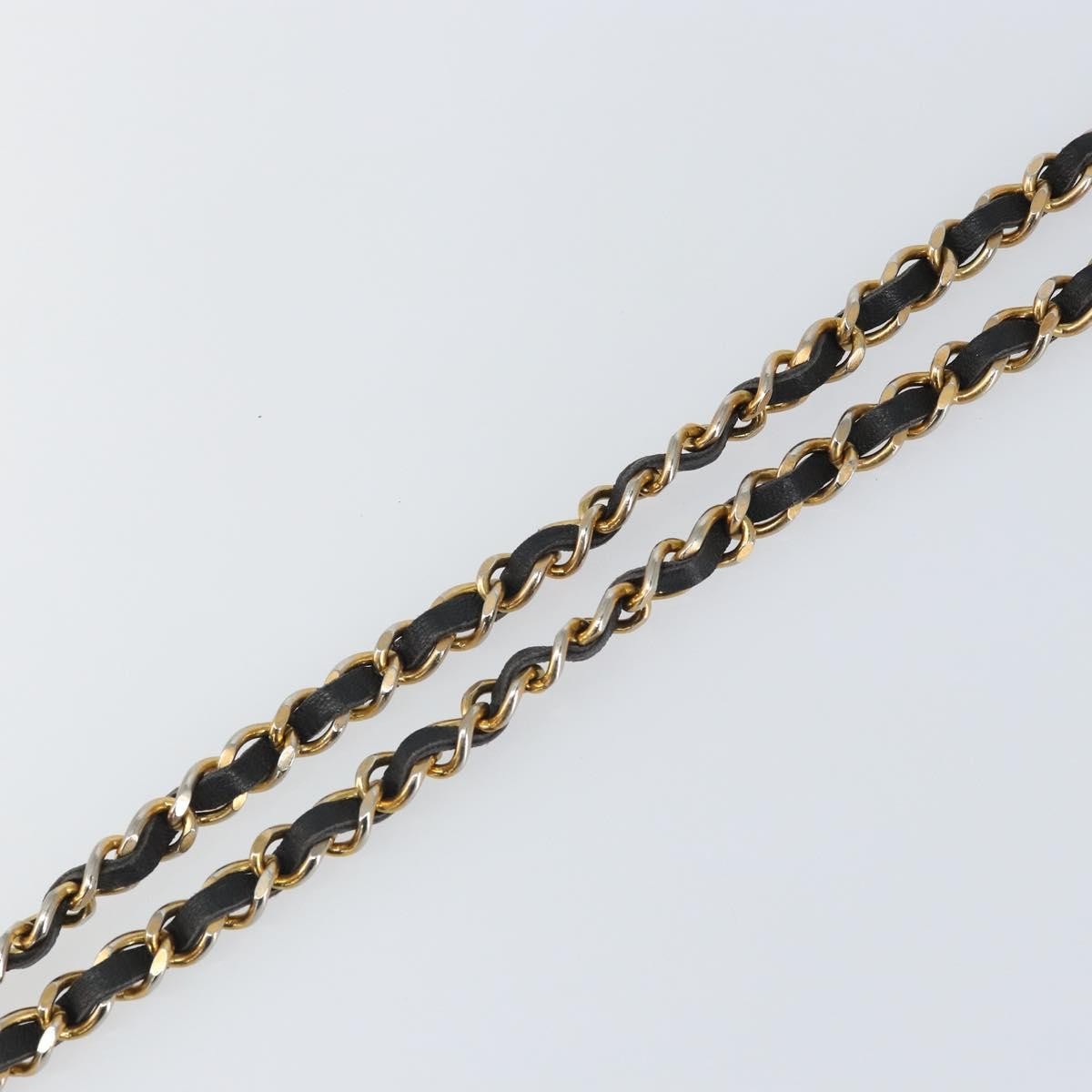 Chanel Vintage Logo Chain Belt Metal And Leather Black Metal Belts Accessory