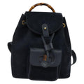 Gucci Gucci Bamboo Backpack Daim Navy Suede Backpack Bag (Pre-Owned)