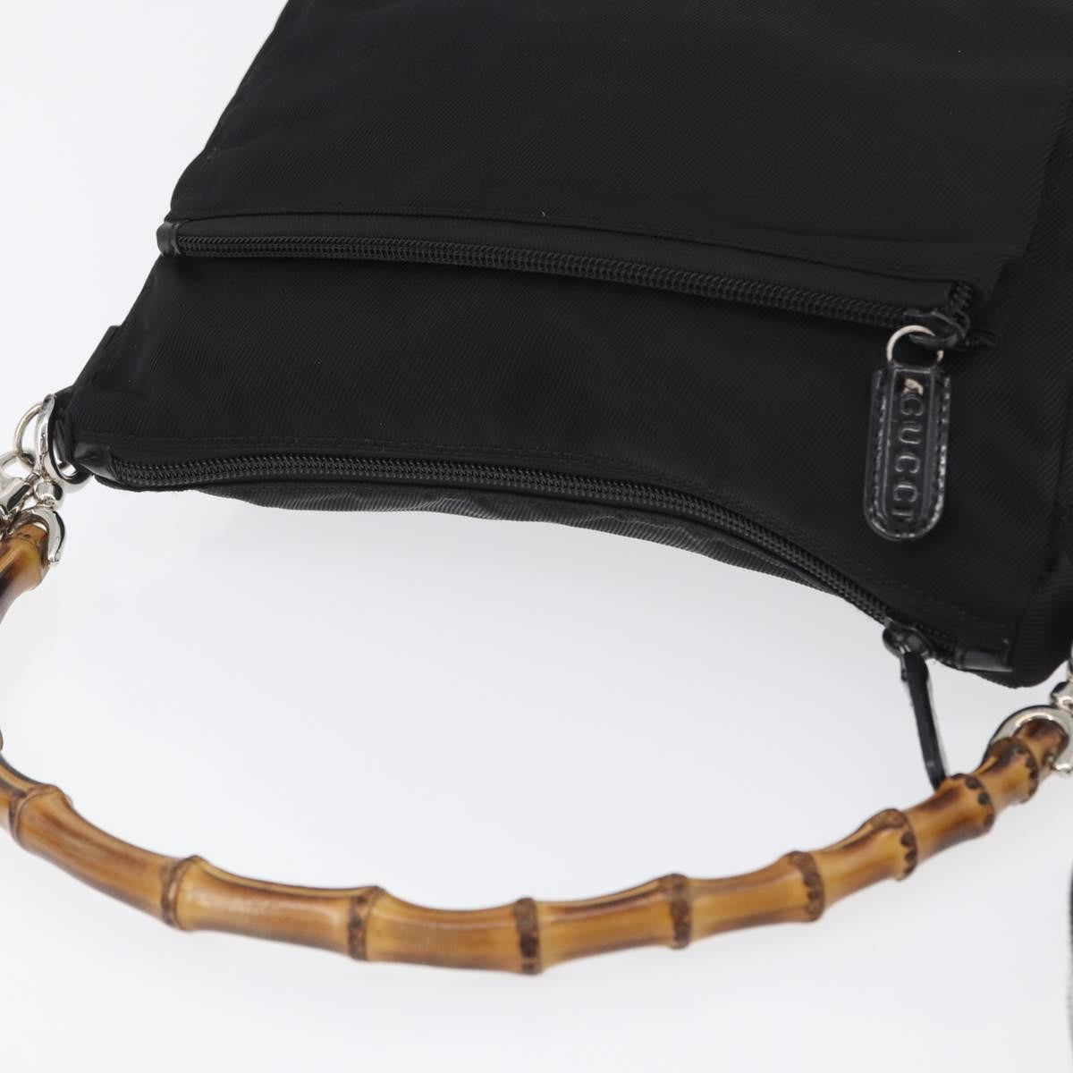 Gucci Vintage Bamboo Shoulder Bag Nylon Black Nylon Shoulder Bag Bag (Pre-Owned)