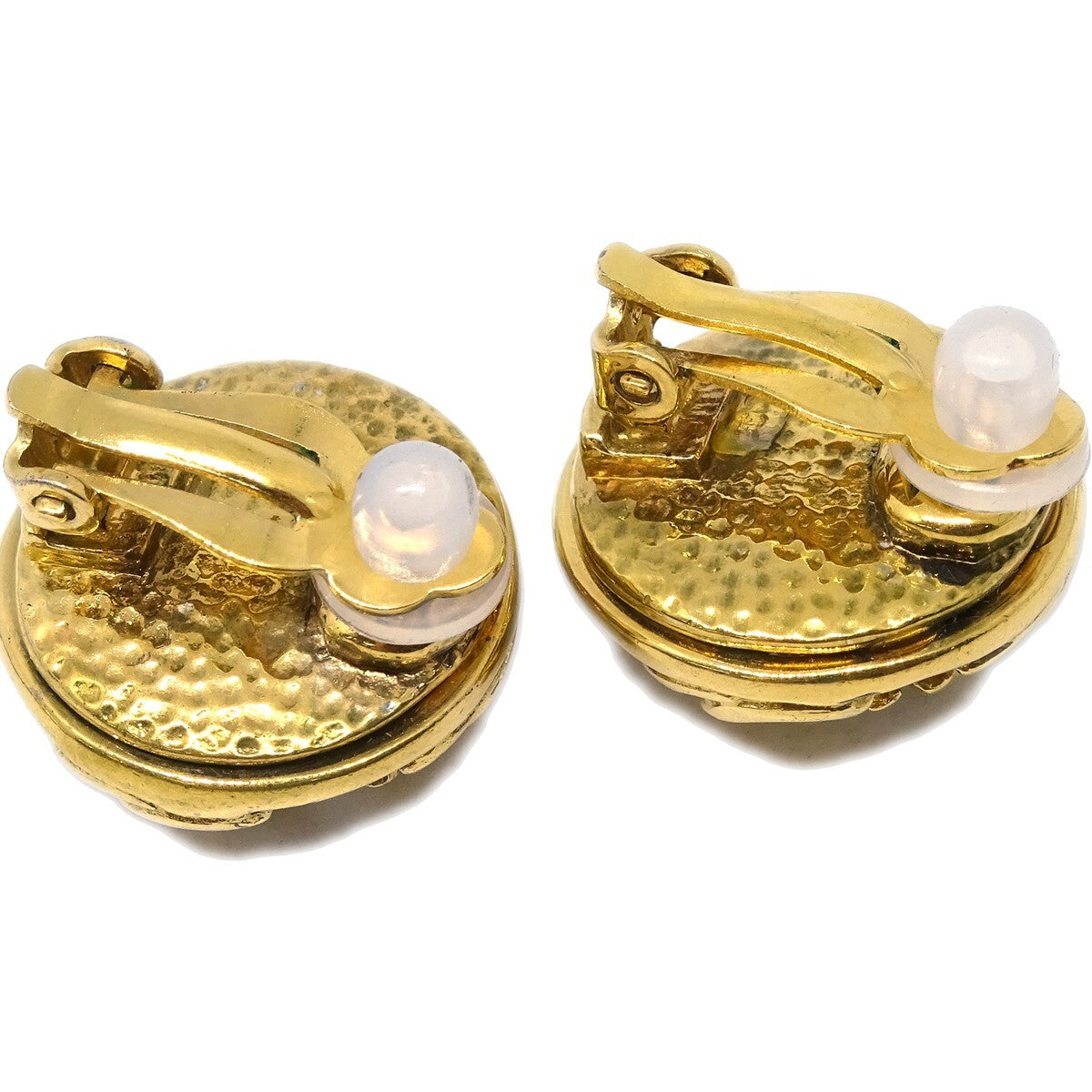 Chanel Cc Round Earrings Metal And Crystal Gold Gold_Plated Earrings Jewelry