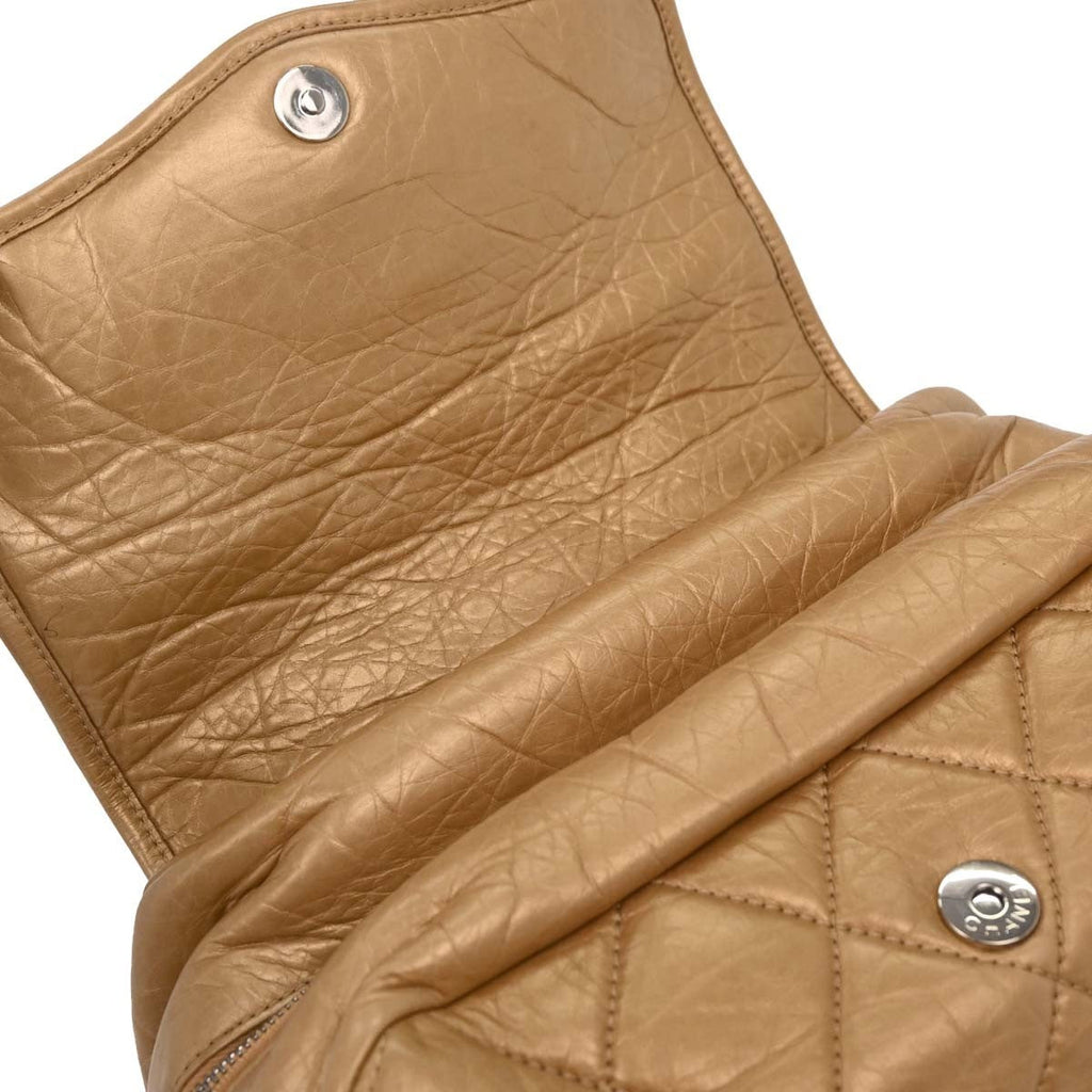 Chanel Lady Braid Flap Tote Quilted Distressed Lambskin Gold Leather Handbag