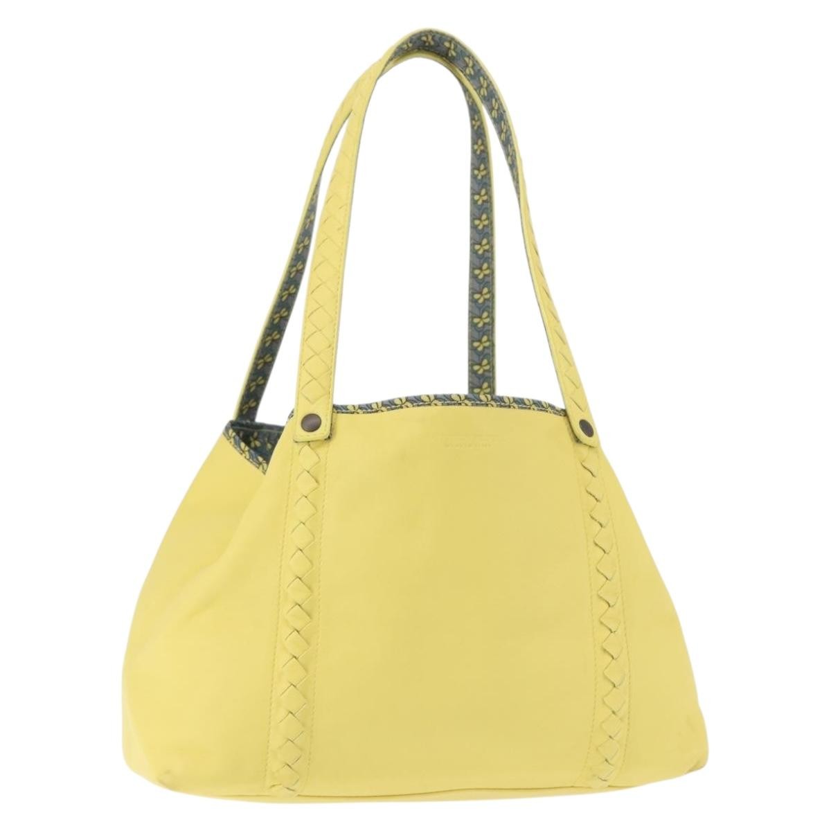 Bottega Veneta A-Shape Tote Leather With Intrecciato Detail Yellow Leather Shoulder Bag Bag