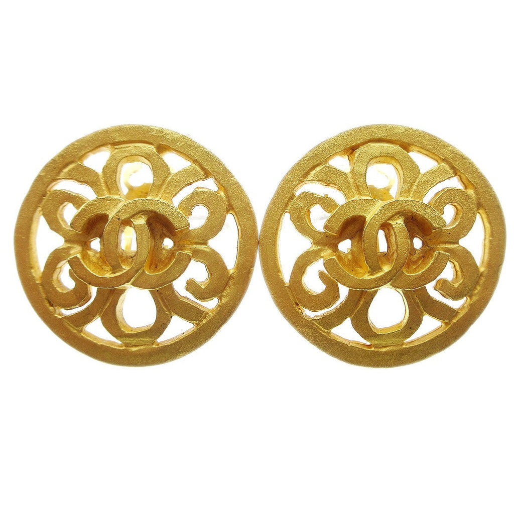 Chanel Cc Round Earrings Metal Gold Gold_Plated Earrings Jewelry