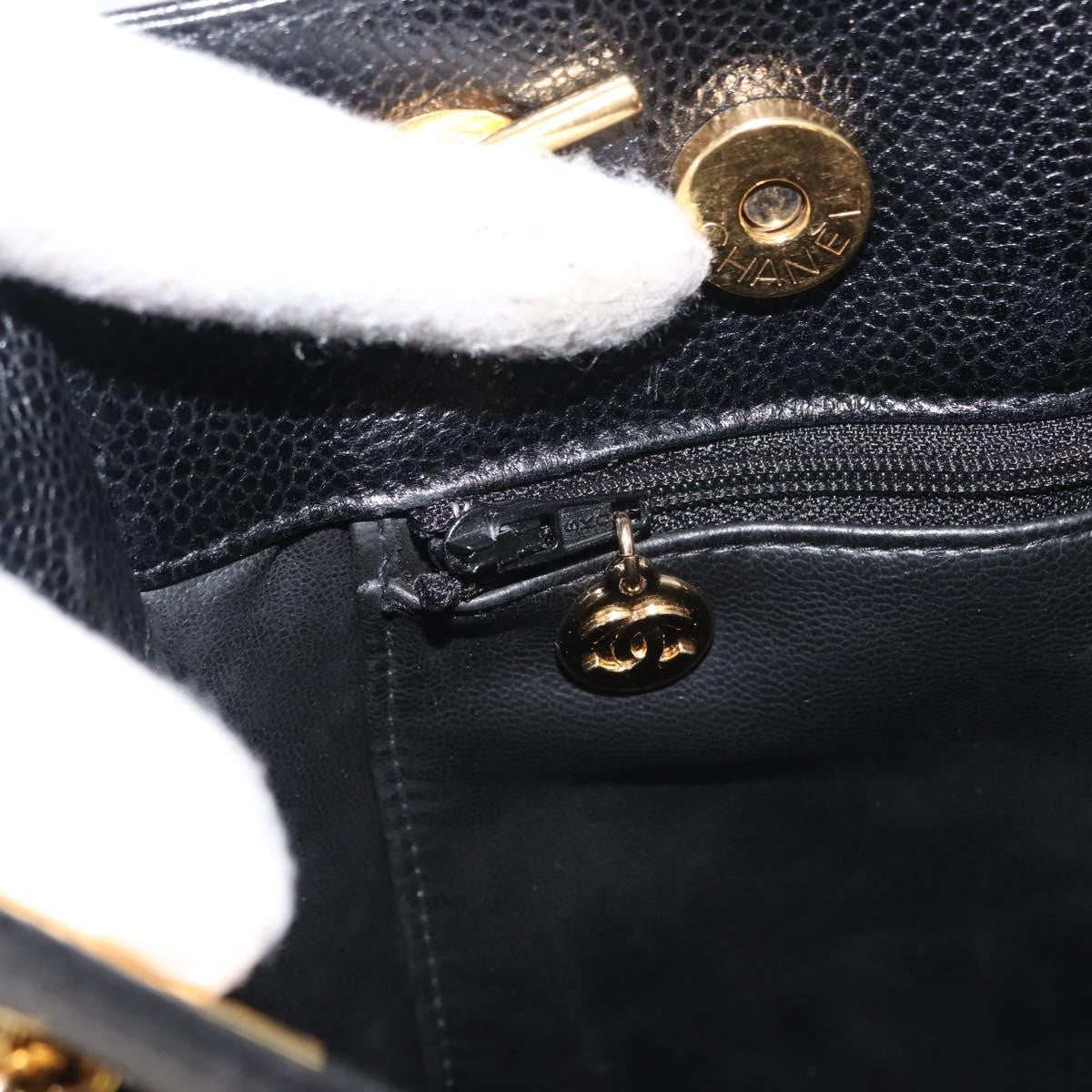 Chanel Vintage Cc Chain Tote Caviar Black Leather Tote Bag Bag