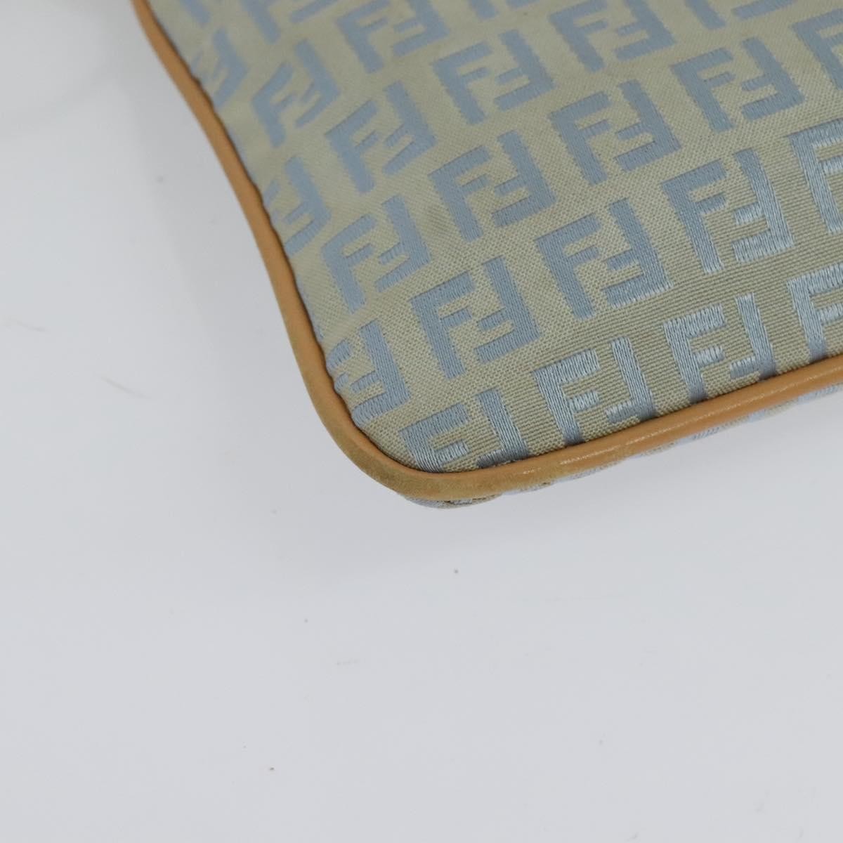 Fendi Vintage Flat Crossbody Bag Zucchino Canvas Blue Canvas Shoulder Bag Bag