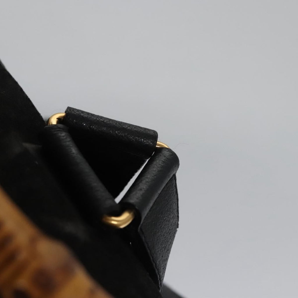 Gucci Vintage Bamboo Backpack Suede And Leather Black Suede Backpack Bag (Pre-Owned)