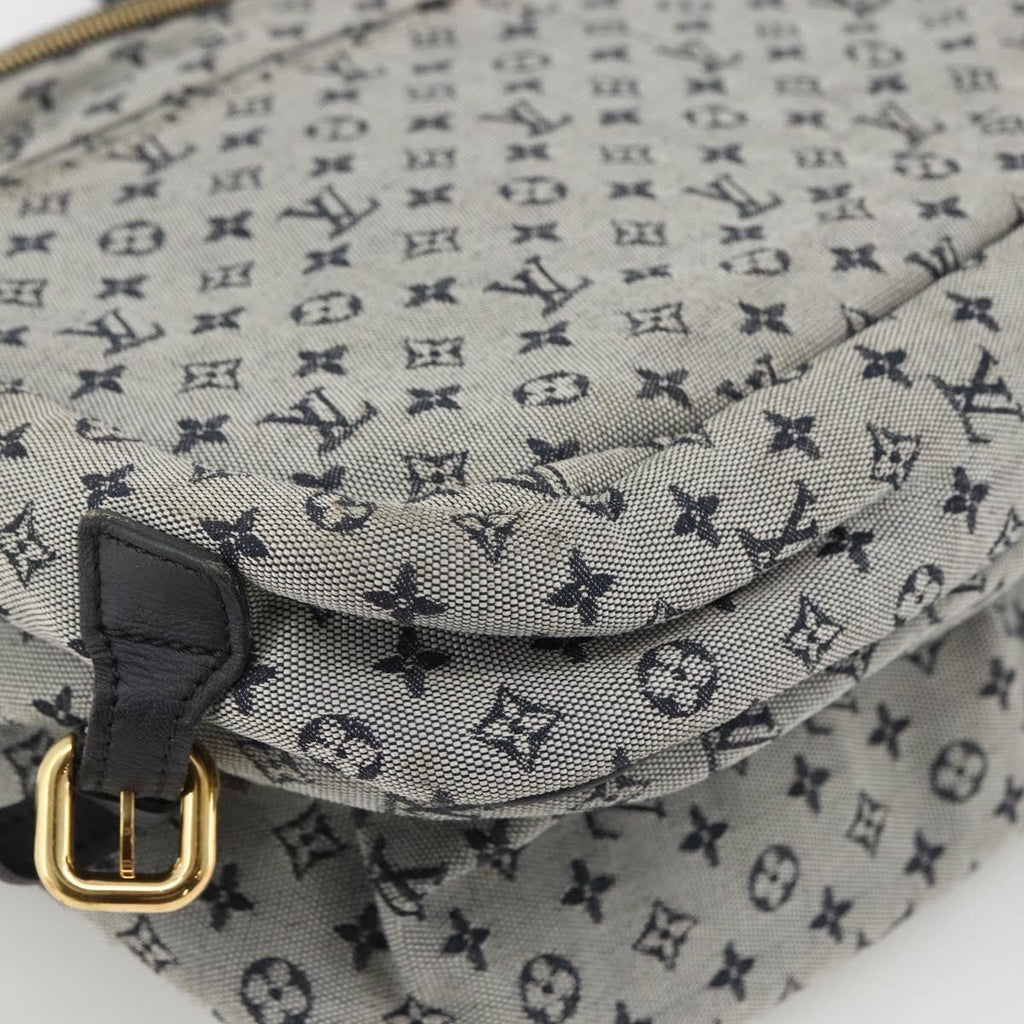 Louis Vuitton Sac Maman Handbag Mini Lin Blue Canvas Shoulder Bag
