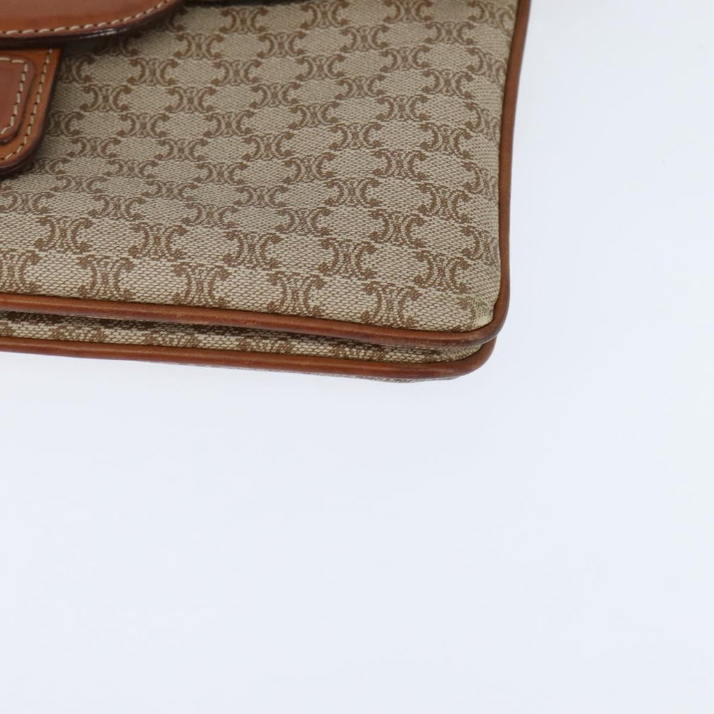 Celine Vintage Macadam Shoulder Bag Canvas And Leather Beige Canvas Shoulder Bag Bag