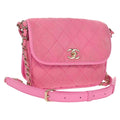 Chanel Flap Messenger Bag Quilted Denim Pink Canvas Shoulder Bag Bag