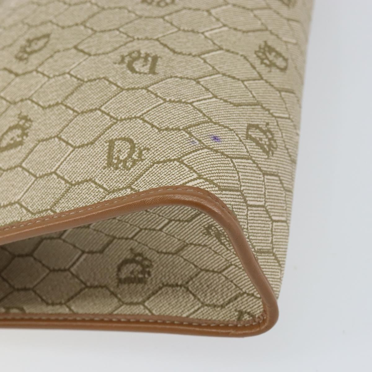 Christian Dior Vintage Honeycomb Zip Pouch Coated Canvas Beige Canvas Clutche & Pouche Bag (Pre-Owned)