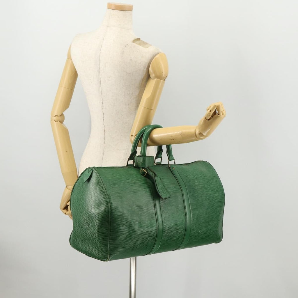 Louis Vuitton Keepall Bag Epi Leather Green Leather Travel Bag