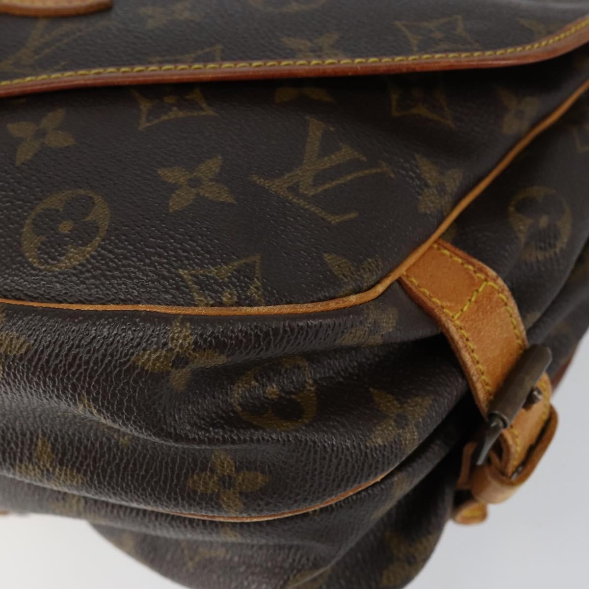 Louis Vuitton Saumur Handbag Monogram Canvas Brown Canvas Shoulder Bag