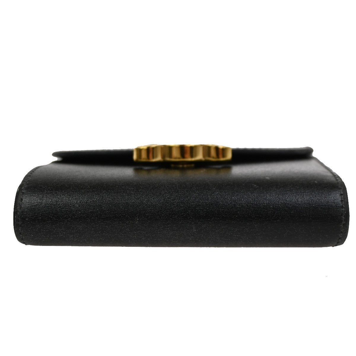 Celine Triomphe Trifold Wallet Leather Black Leather Wallets Accessory