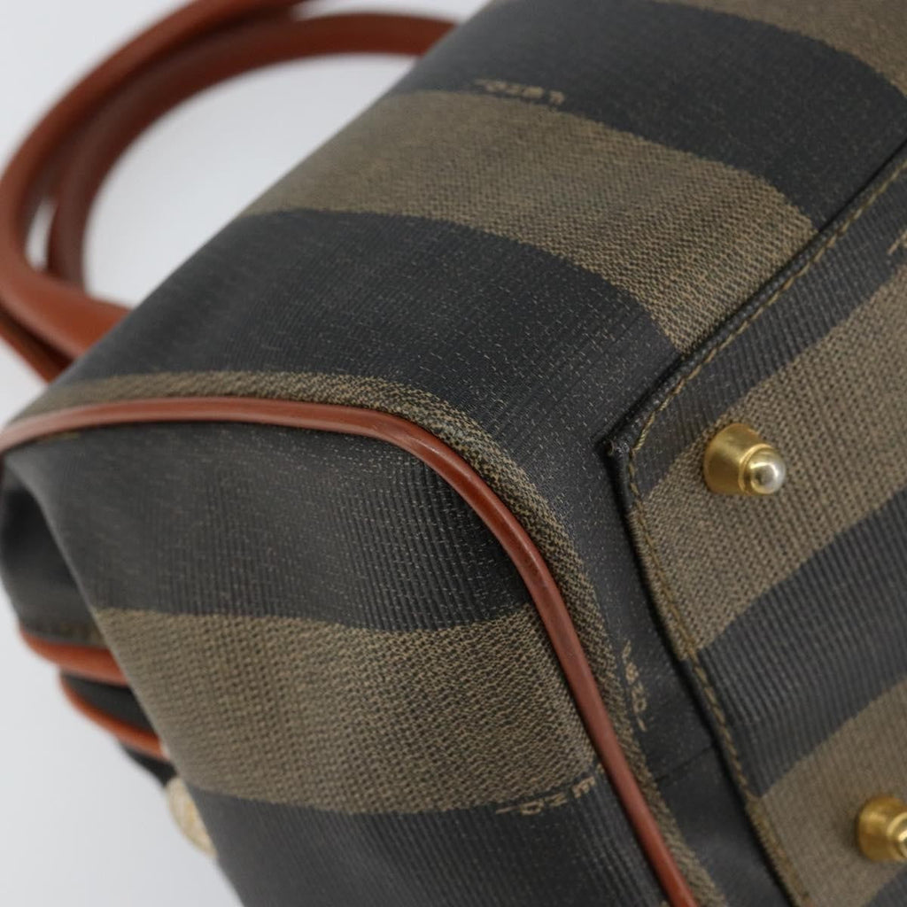 Fendi Vintage Pequin Convertible Boston Bag Coated Canvas Black Canvas Handbag