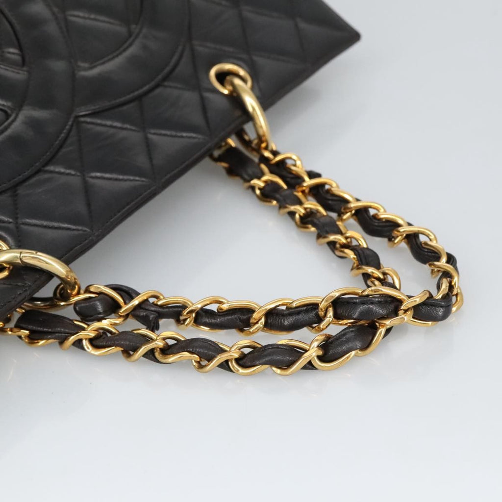 Chanel Vintage Grand Shopping Tote Quilted Lambskin Black Leather Tote Bag Bag