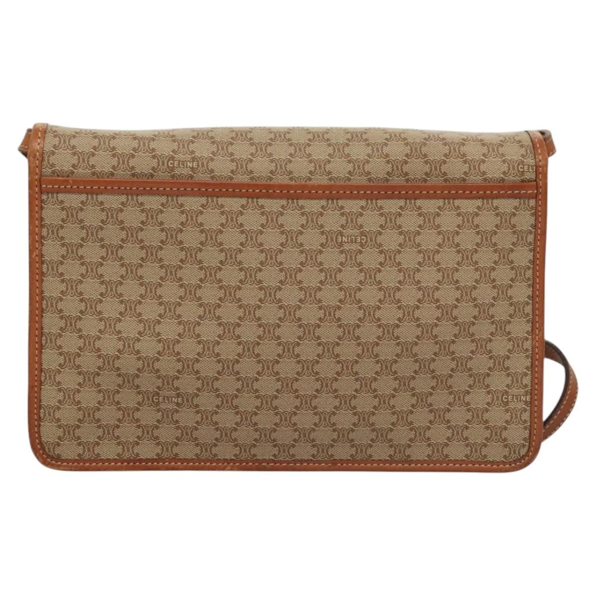 Celine Vintage Macadam Shoulder Bag Canvas And Leather Beige Canvas Shoulder Bag Bag