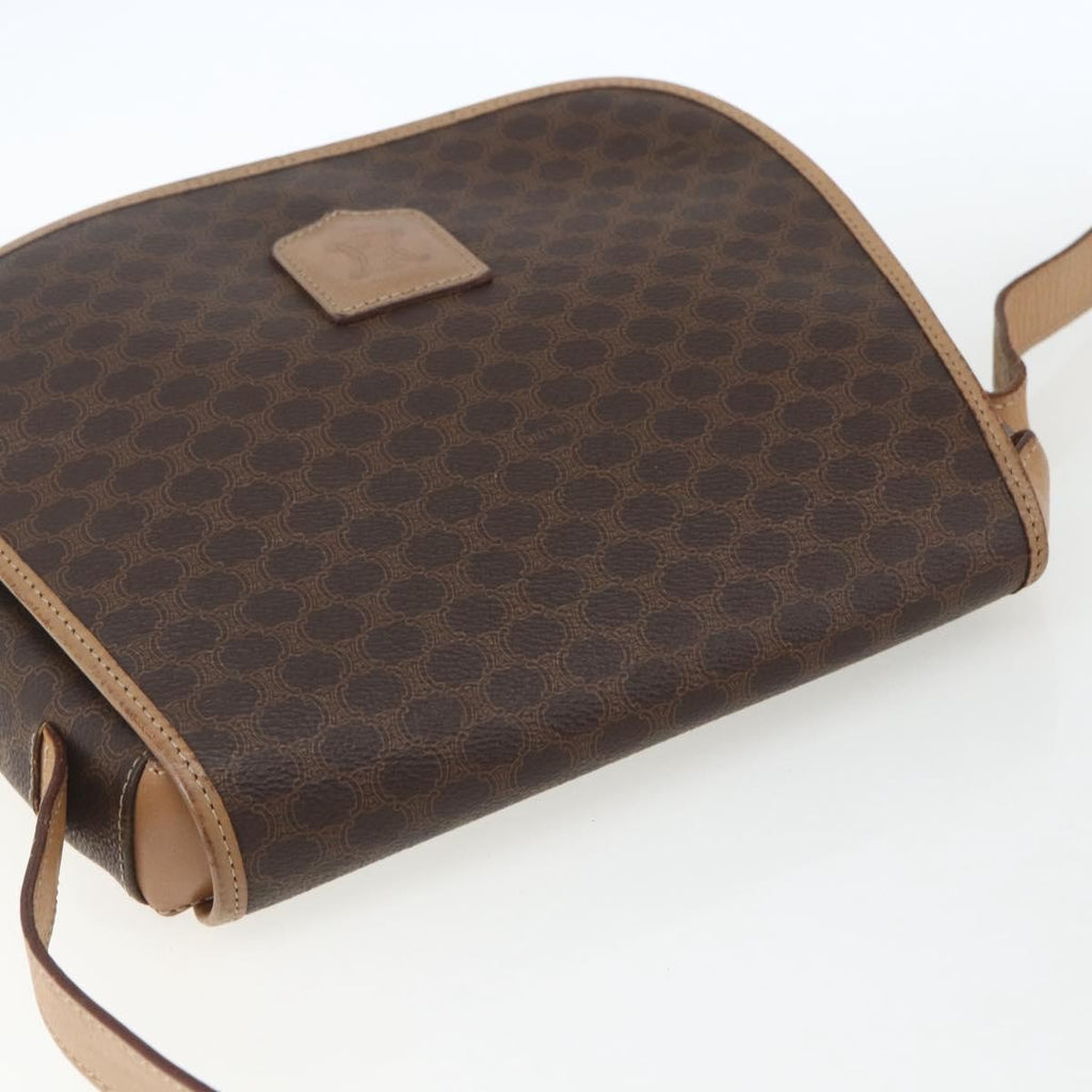 Celine Vintage Macadam Shoulder Bag Canvas And Leather Brown Canvas Shoulder Bag Bag
