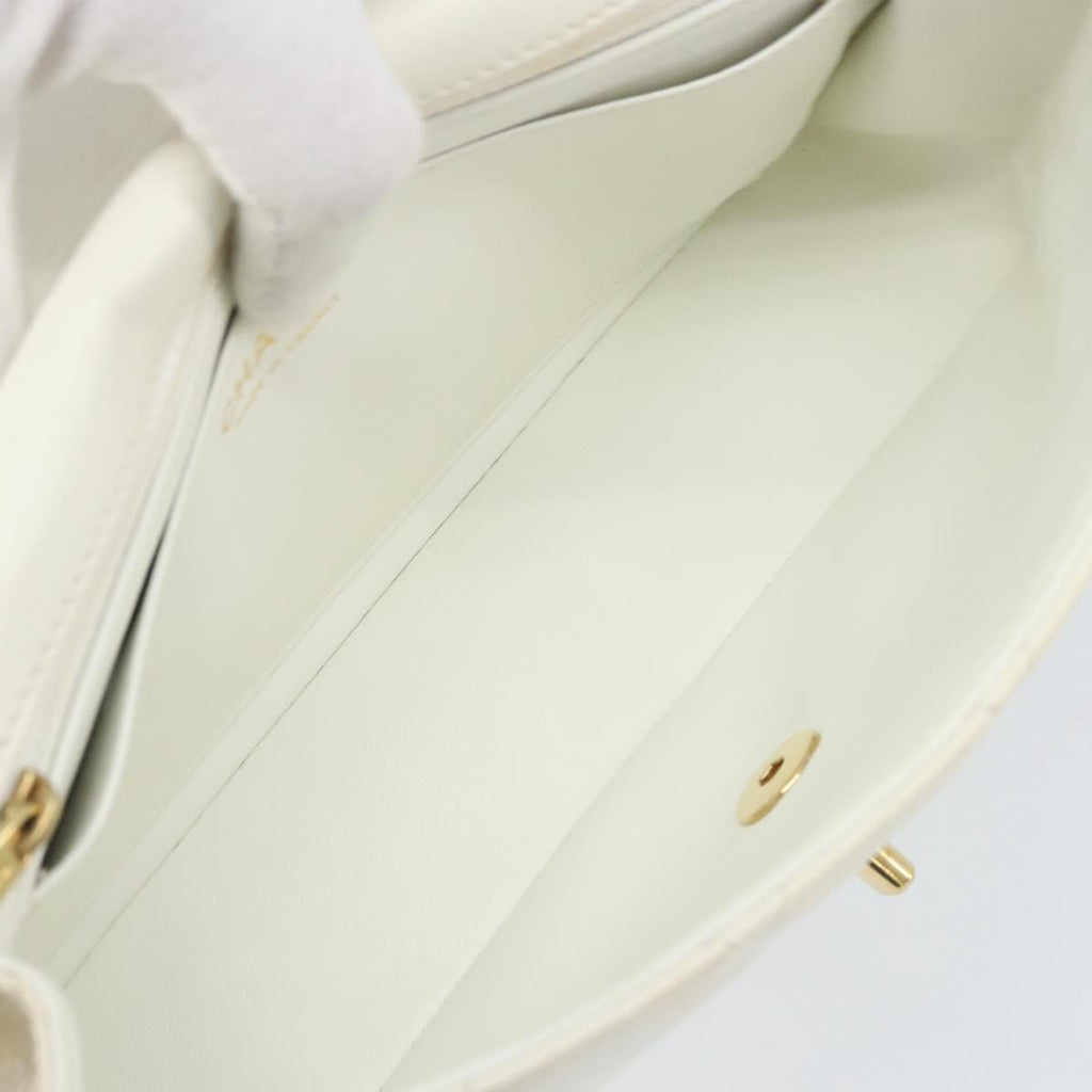 Chanel Vintage Punched Edge Classic Single Flap Bag Quilted Lambskin White Leather Shoulder Bag Bag