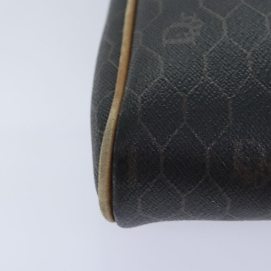 Christian Dior Vintage Honeycomb Zip Pouch Canvas And Leather Black Canvas Clutche & Pouche Bag (Pre-Owned)