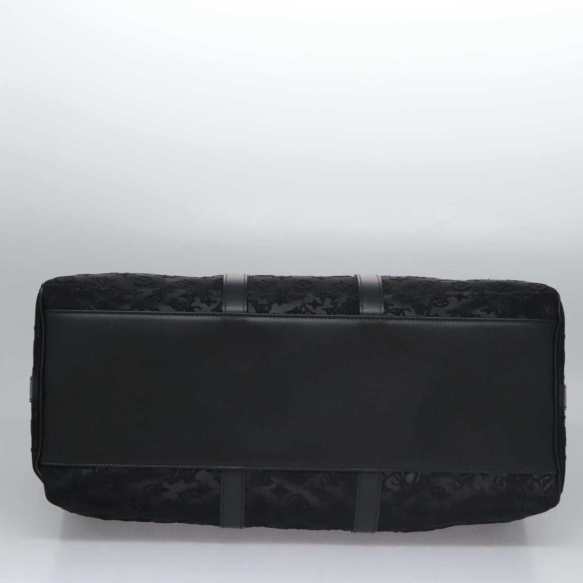 Louis Vuitton Keepall Bandouliere Bag Monogram See Through Mesh Black Nylon Travel Bag