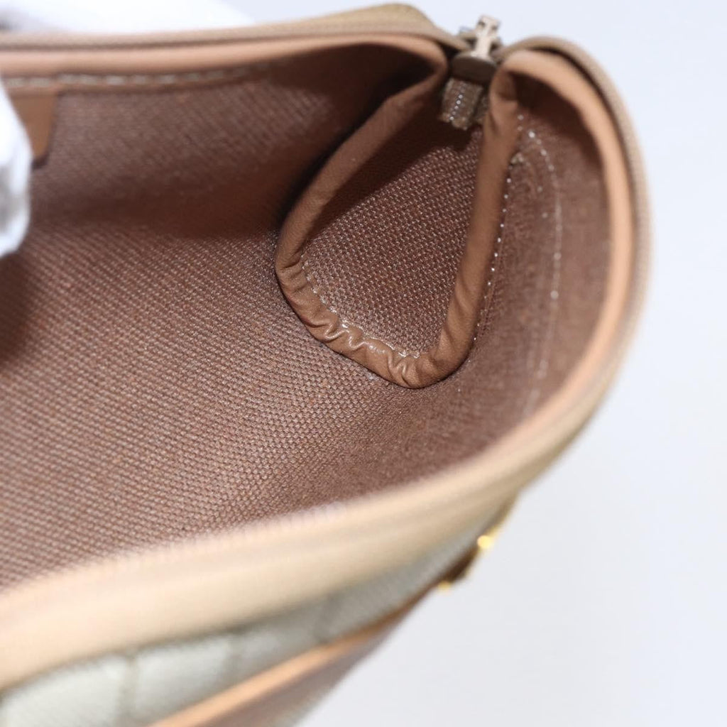Christian Dior Vintage Honeycomb Zip Pouch Canvas And Leather Beige Canvas Clutche & Pouche Bag (Pre-Owned)