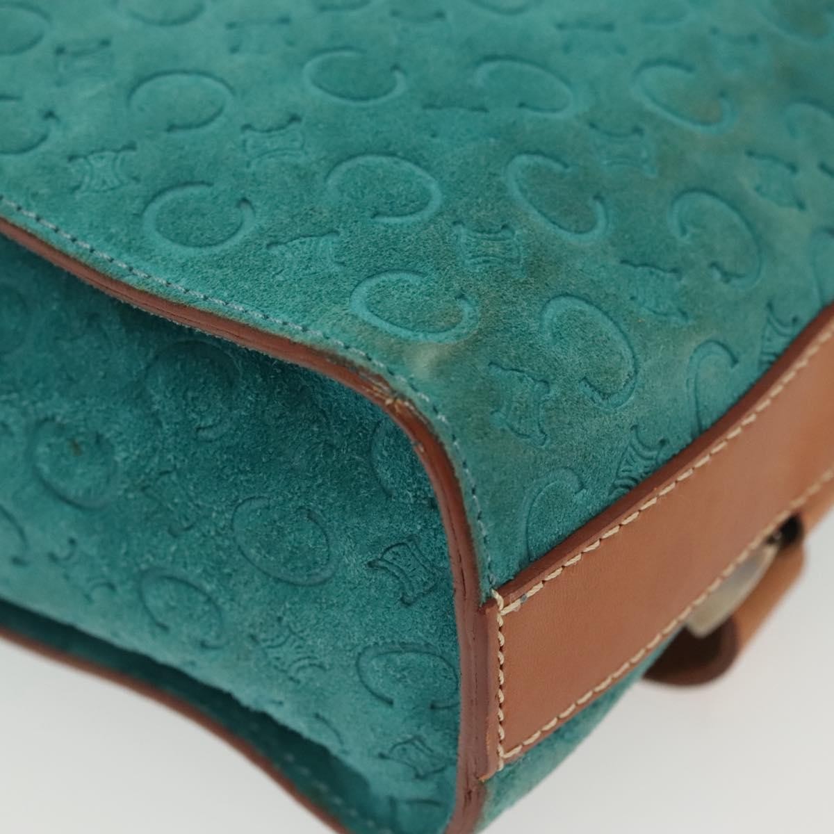 Celine Macadam Shoulder Bag Canvas Turquoise Suede Bag