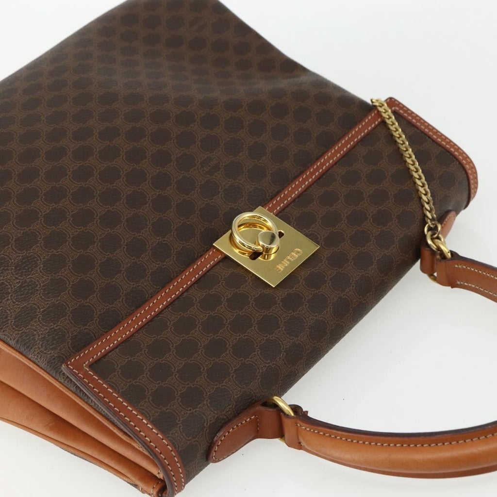Celine Vintage Macadam Handbag Canvas And Leather Brown Canvas Handbag