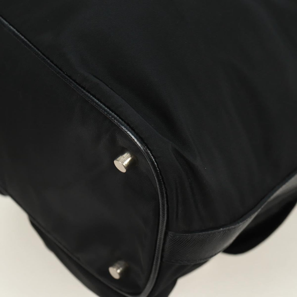 Prada Double Pocket Drawstring Shoulder Bag Tessuto Black Nylon Shoulder Bag Bag