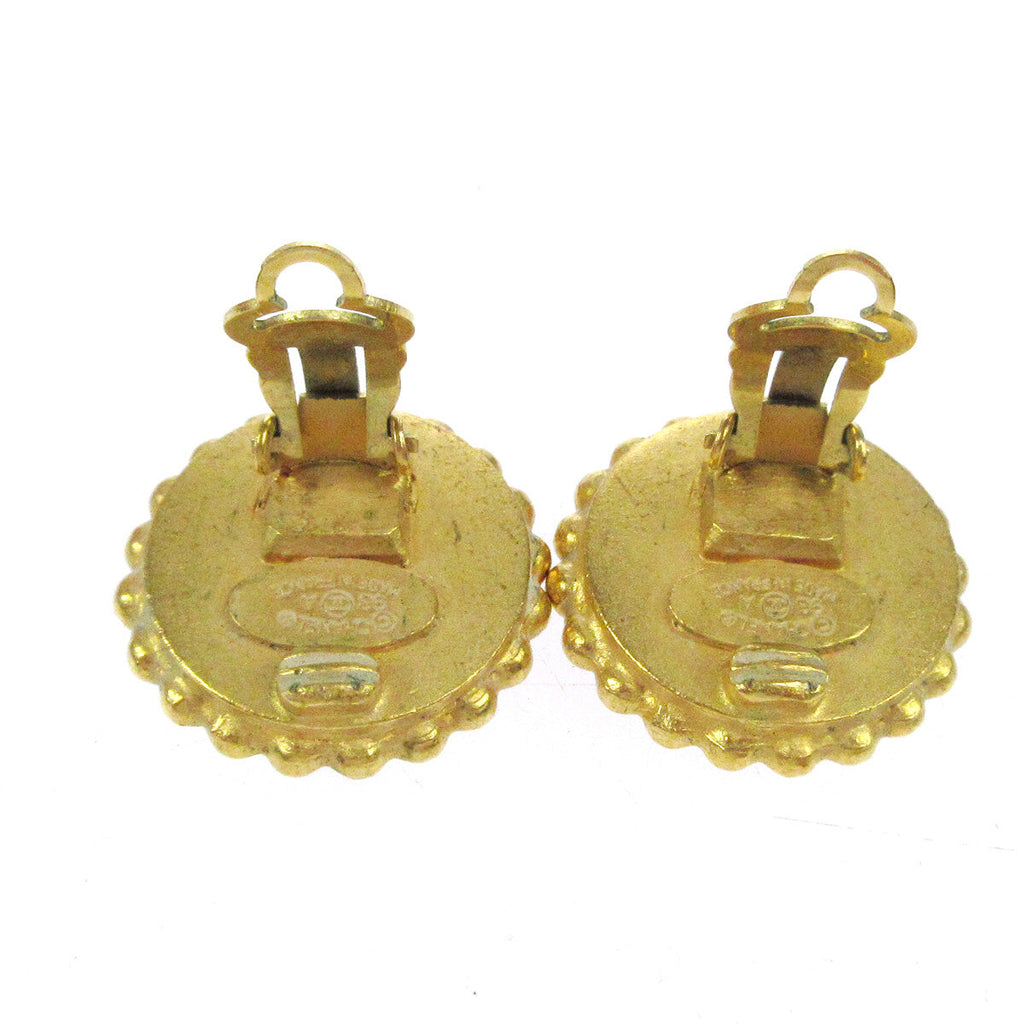 Chanel Cc Round Earrings Metal Gold Gold_Plated Earrings Jewelry
