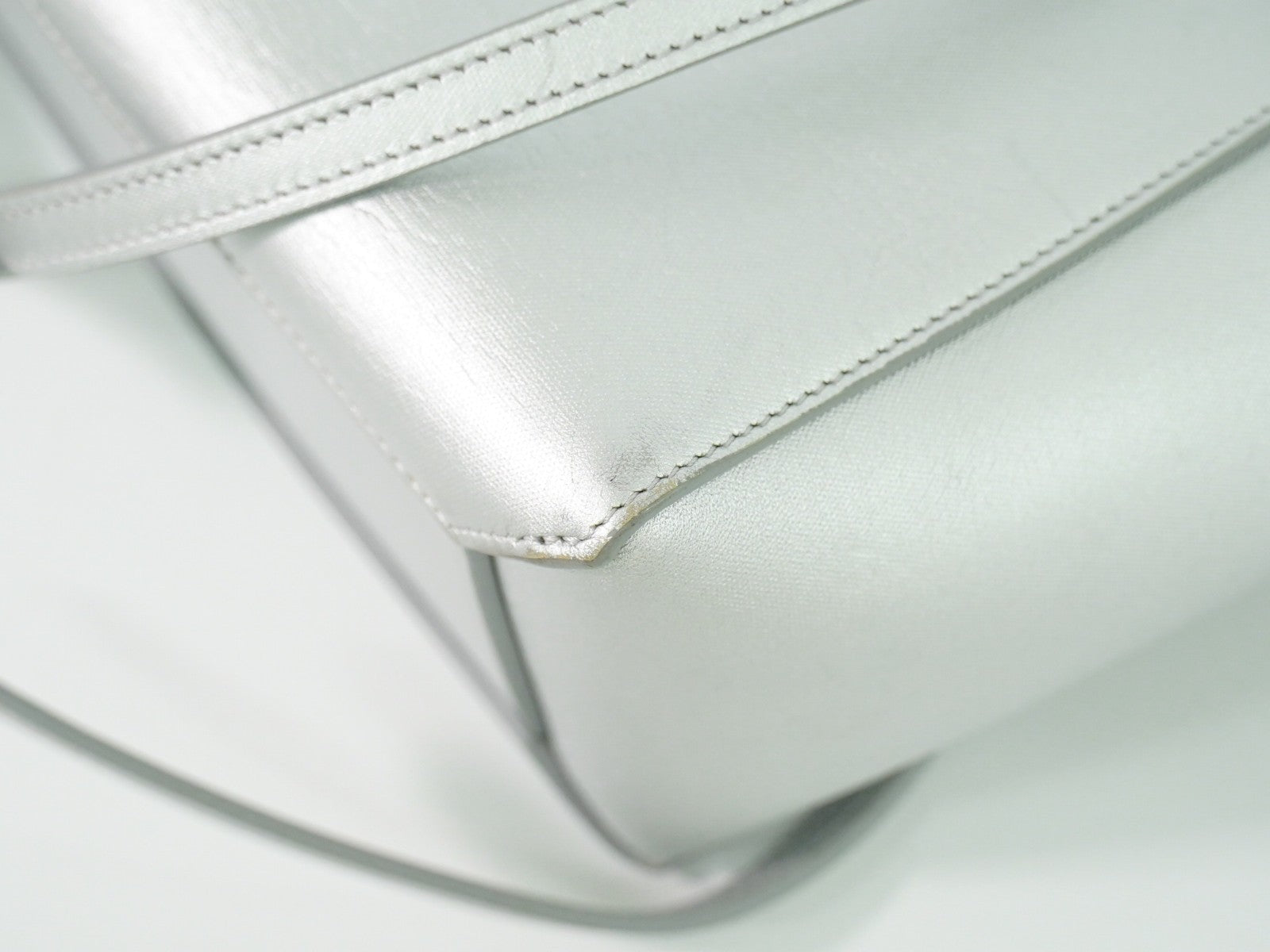 Celine Belt Bag Textured Leather Silver Leather Handbag