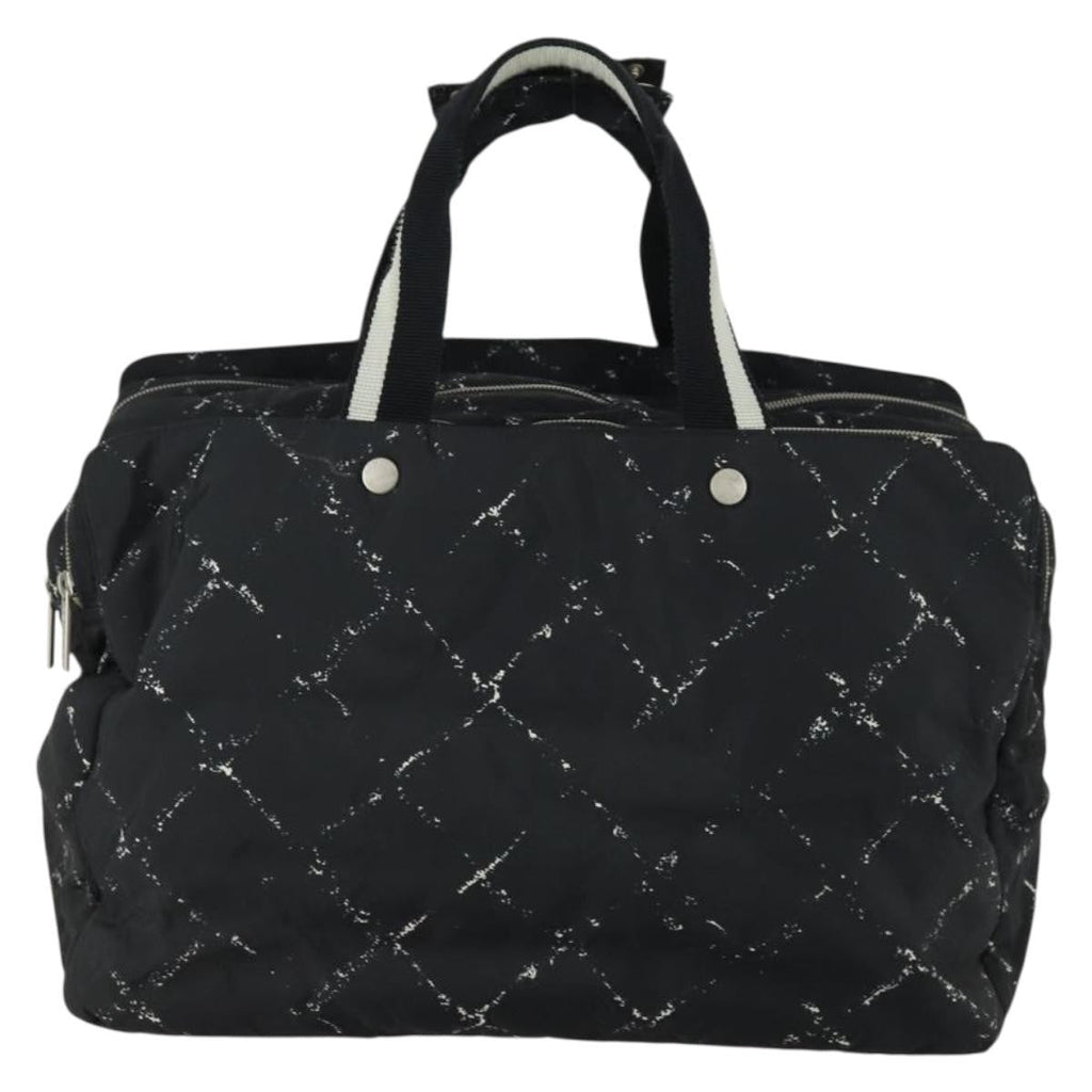 Chanel Travel Line Boston Bag Printed Nylon Black Nylon Travel Bag Bag